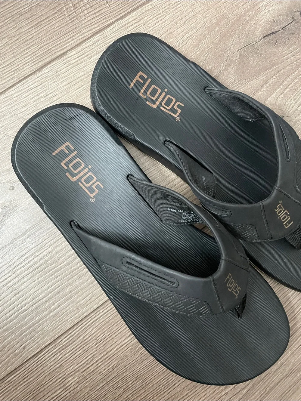 Flojos Men's Memory Foam Thong Flip Flop Sandals Sz:8 Black